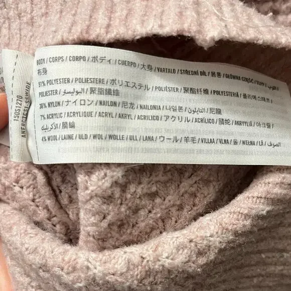 Abercrombie & Fitch Lounge Waffle Knit Hoodie Sweater Pink Mauve Oversized Sz L - Picture 5 of 5